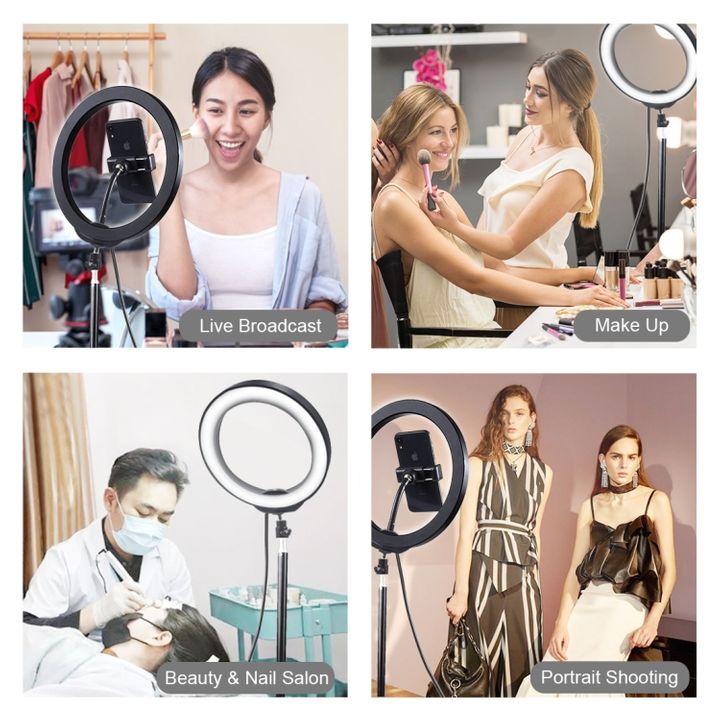 3Modes USB Dimmable LED Ring Vlog Selfie Photography Video Lights Youtube Live Fill light Bracket
