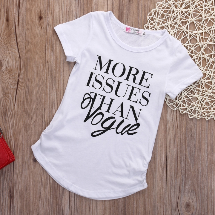 Girls' Daily Sports Geometric Tee, Cotton Summer Fall Short Sleeves Chinoiserie Street chic