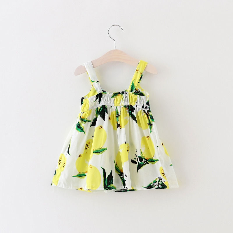 Toddler Fruit Lemon Bowknot Girl&apos;s Sunsuit Slip Dresses Fashion GG144A yellow 9 6