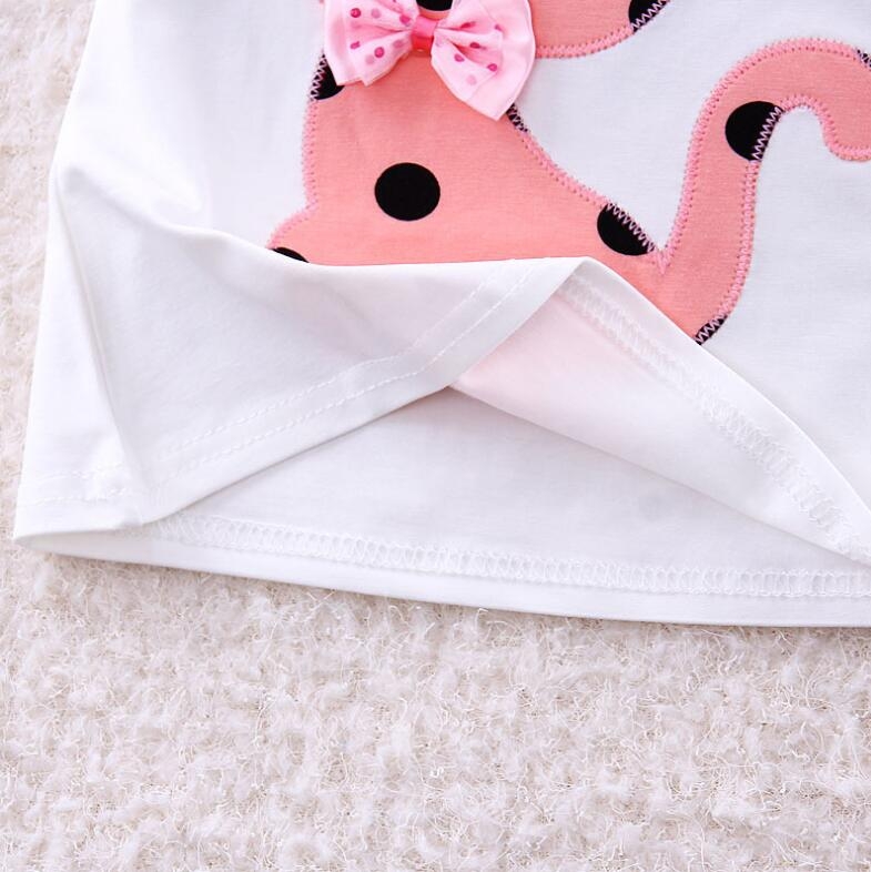 2Pcs Kids Baby Girls Cat Dot Bowknot Lace Short sleeve shirt+Dot shorts Outfits Clothes Set GX534C fuchsia 100 10