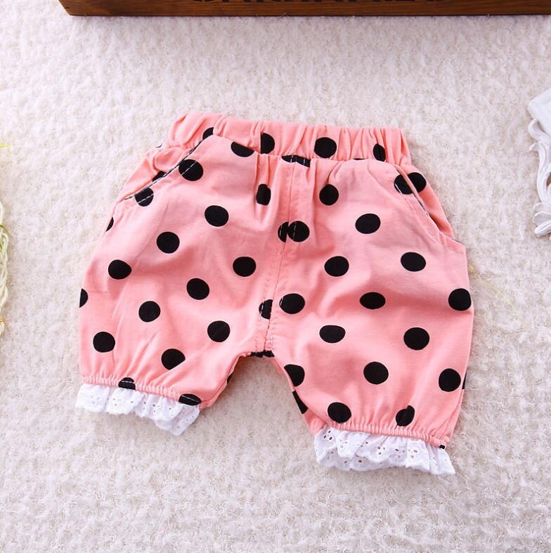 2Pcs Kids Baby Girls Cat Dot Bowknot Lace Short sleeve shirt+Dot shorts Outfits Clothes Set GX534C fuchsia 100 8
