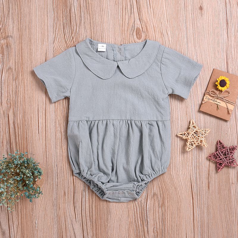 Newborn Infant Baby Girls Ruffle Cute Cotton And Linen Romper Bodysuit Jumpsuit Outfits