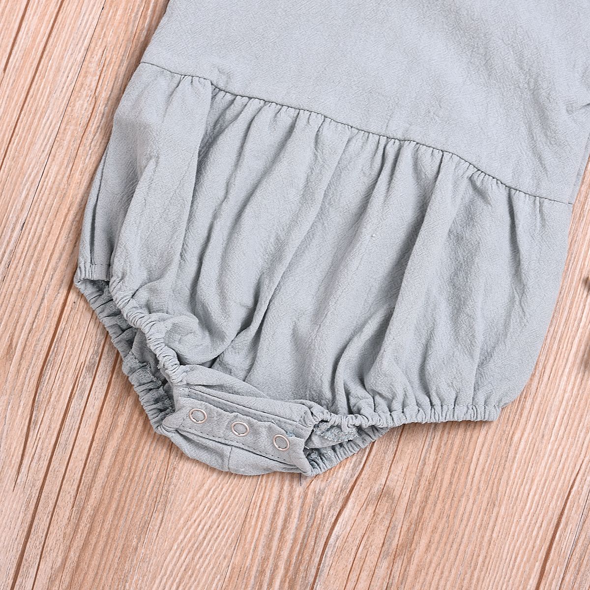Newborn Infant Baby Girls Ruffle Cute Cotton And Linen Romper Bodysuit Jumpsuit Outfits