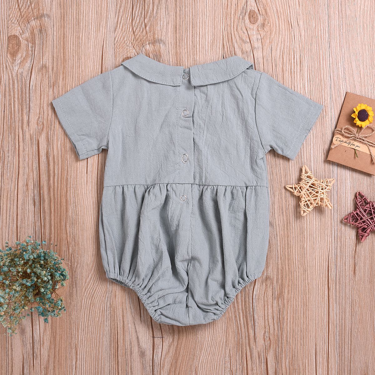 Newborn Infant Baby Girls Ruffle Cute Cotton And Linen Romper Bodysuit Jumpsuit Outfits