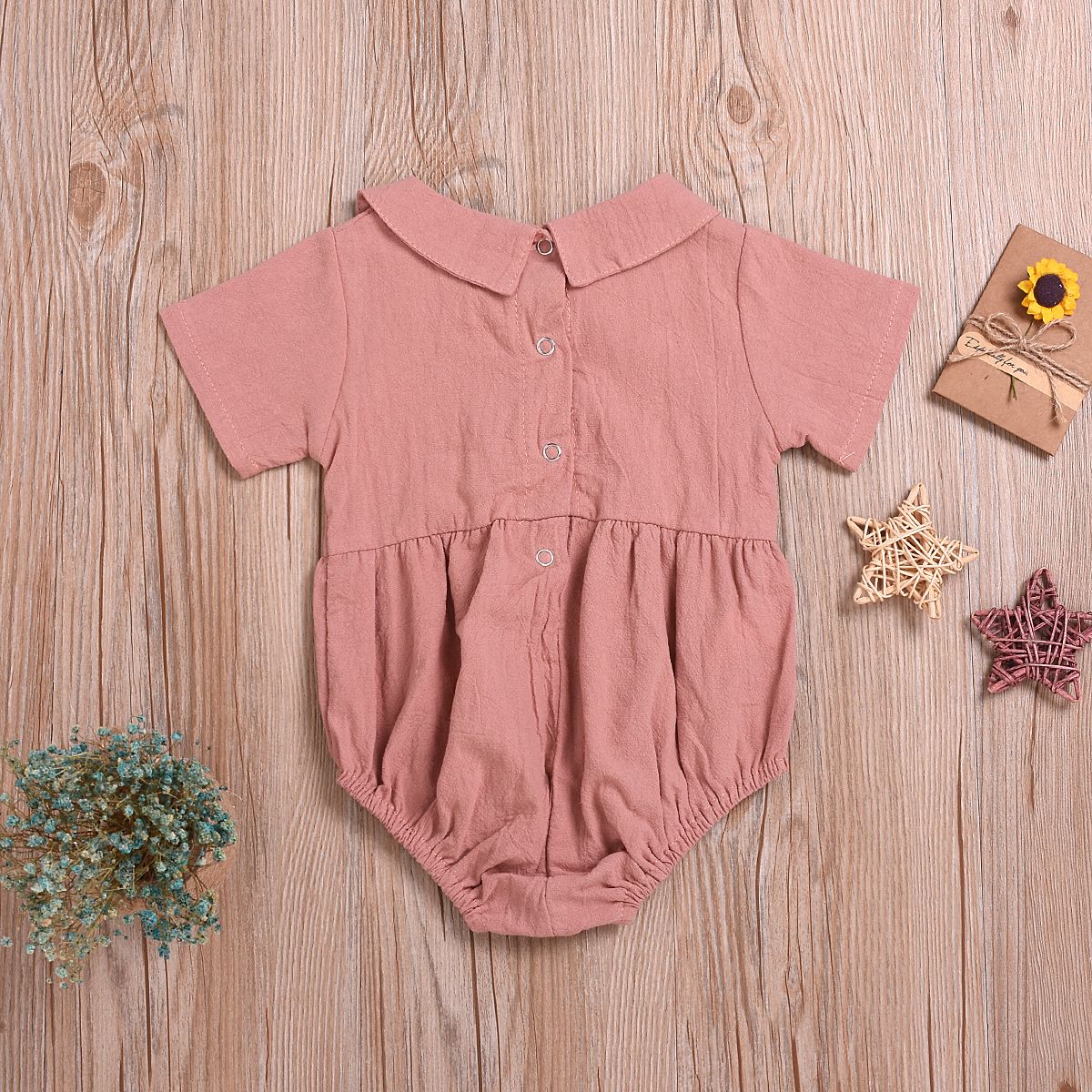 Newborn Infant Baby Girls Ruffle Cute Cotton And Linen Romper Bodysuit Jumpsuit Outfits