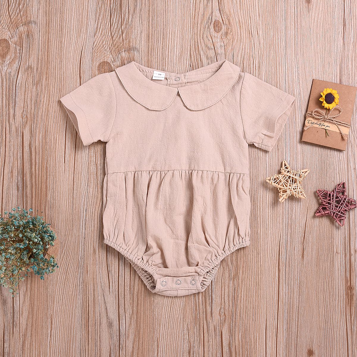 Newborn Infant Baby Girls Ruffle Cute Cotton And Linen Romper Bodysuit Jumpsuit Outfits