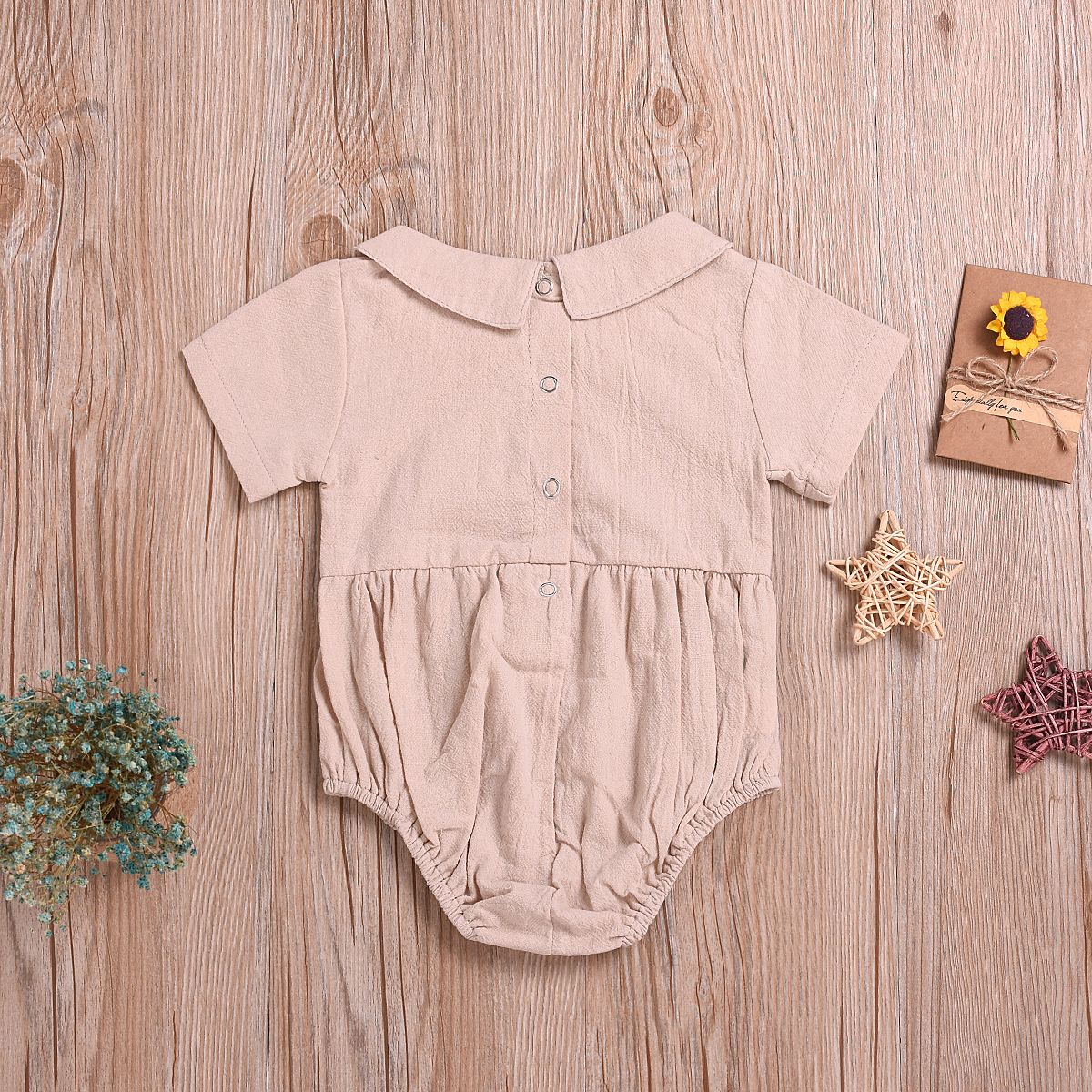 Newborn Infant Baby Girls Ruffle Cute Cotton And Linen Romper Bodysuit Jumpsuit Outfits