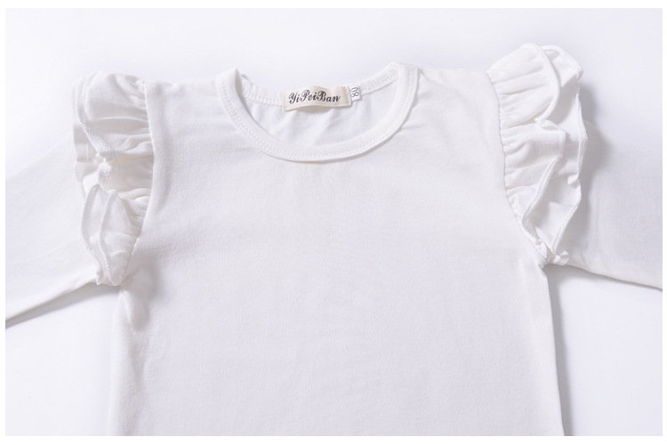 Toddler Kid Baby Girls Ruffle Lace Long Sleeve Top Shirt Blouse  Clothes Casual White/Black/Wine Red