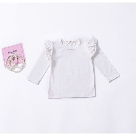 Toddler Kid Baby Girls Ruffle Lace Long Sleeve Top Shirt Blouse  Clothes Casual White/Black/Wine Red