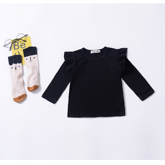Toddler Kid Baby Girls Ruffle Lace Long Sleeve Top Shirt Blouse  Clothes Casual White/Black/Wine Red