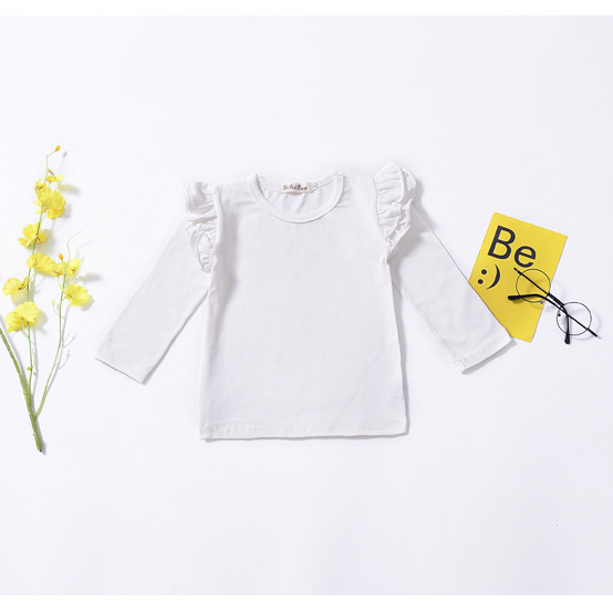 Toddler Kid Baby Girls Ruffle Lace Long Sleeve Top Shirt Blouse  Clothes Casual White/Black/Wine Red