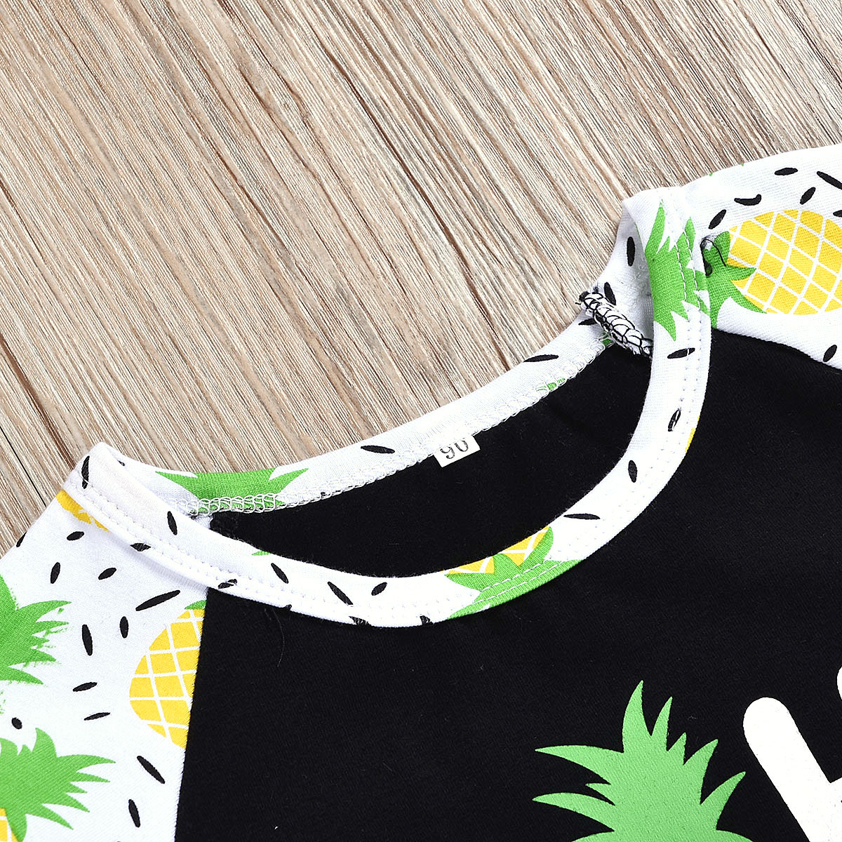 Toddler Kids Baby Girls Color Matching Pineapple Sunflower T-shirt Tops+Denim Shorts Set Outfits
