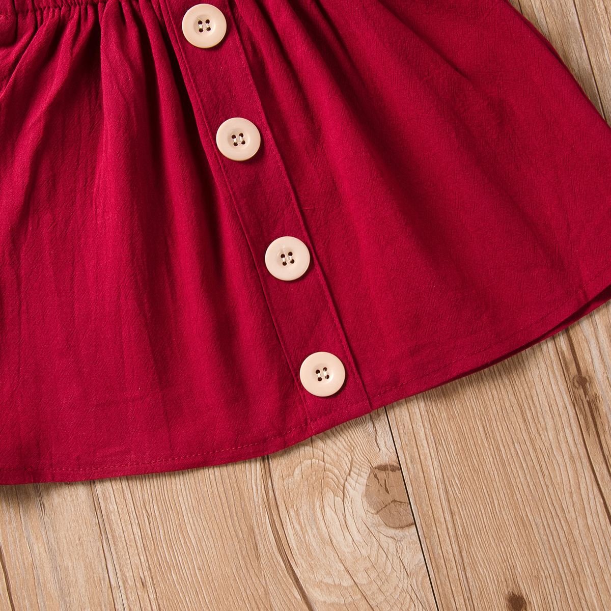 Toddler Kids Girls Button Wine Red Skirt Clothes Base Skirt A-lineskirt