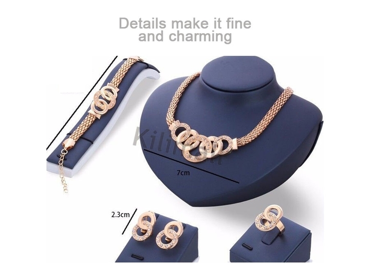 5 Pcs/Set  Necklace Pendant Earring Studs Bracelet Wedding Rings Women  Jewellery