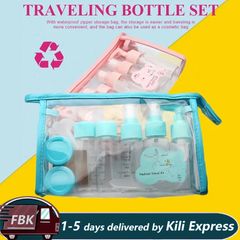 11pcs/Set Portable Spray Refillable Bottles Kit Cream Lotion Makeup Container Travel Spray Bottles Blue