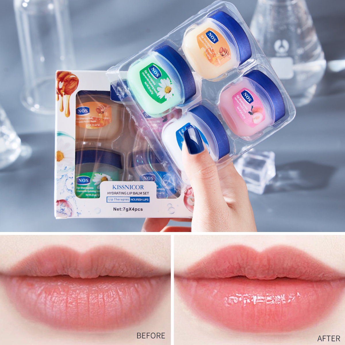 4pcs Lip Balm Moisturizing Lipstick Base Moisturizer Makeup Natural Plant Anti-Cracking Lip Care Petroleum Jelly Lip Balm