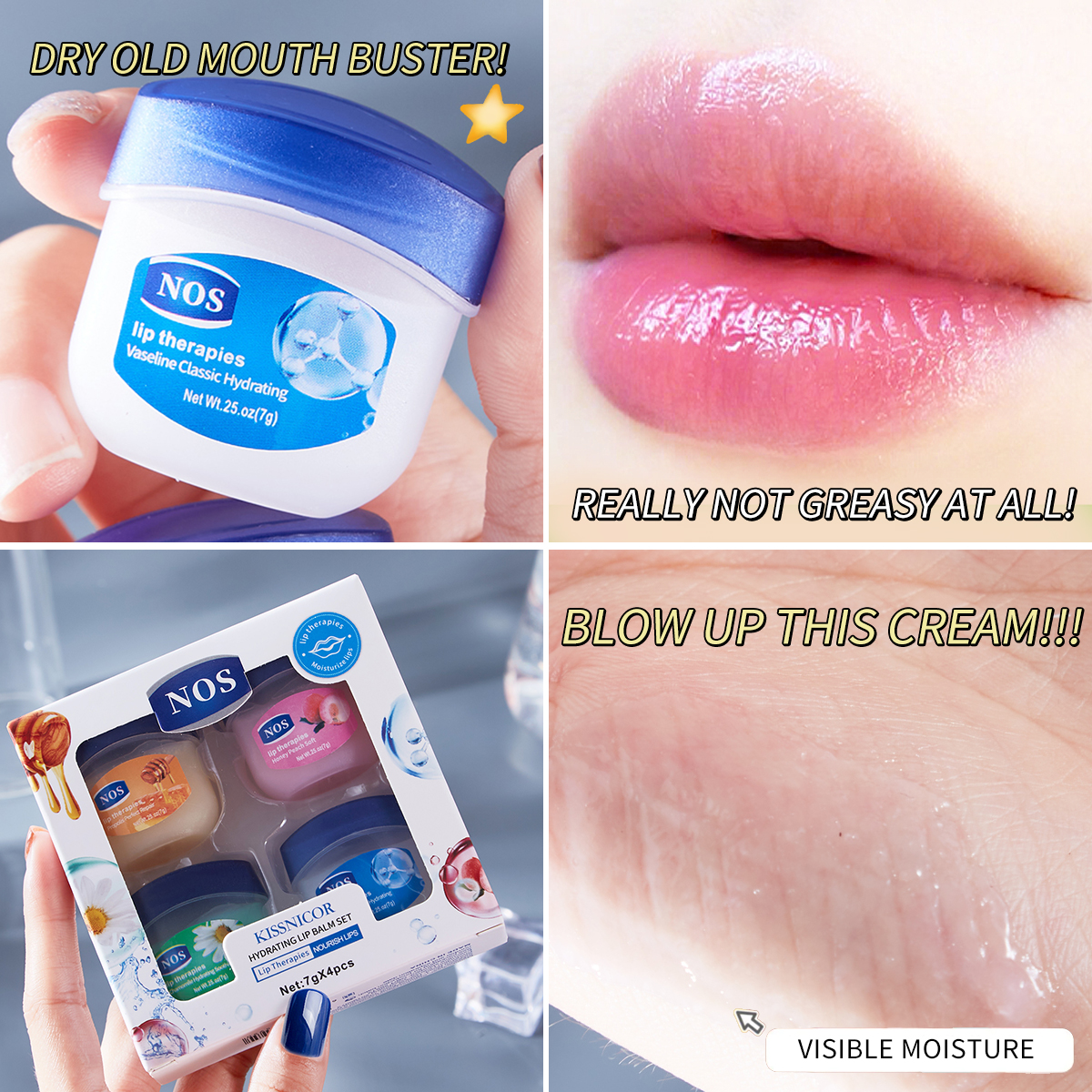 4pcs Lip Balm Moisturizing Lipstick Base Moisturizer Makeup Natural Plant Anti-Cracking Lip Care Petroleum Jelly Lip Balm