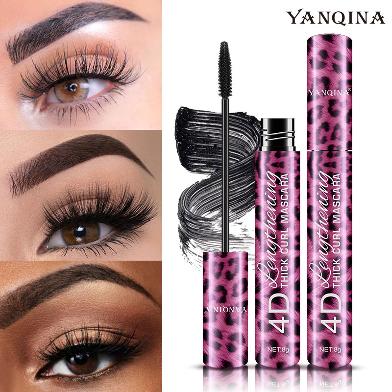 2Pcs Liquid Eyeliner Pencil+4D Waterproof Mascara Set Cosmetics Eye Liner Thick Curling Mascara Eyebrow Pencil Eyes Makeup Eye Shadow