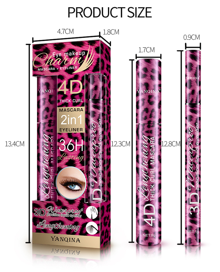 2Pcs Liquid Eyeliner Pencil+4D Waterproof Mascara Set Cosmetics Eye Liner Thick Curling Mascara Eyebrow Pencil Eyes Makeup Eye Shadow