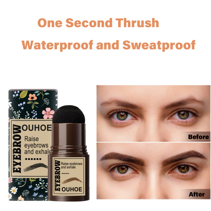 One Step Makeup Kit Eyebrow Powder Stamp Shaping Kit Long Lasting Contouring Eyebrow Shape Stamp Brow with 10 Eyebrow Stencils 2 Brushes Eye Shadow