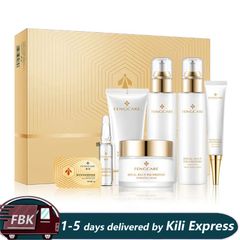 15PCS Royal Jelly Polypeptide Skin Care Set Moisturizing Soothing Dry Skin Firming Anti-aging White as picture