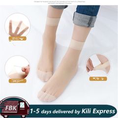 5 Pairs High Quality Ultrathin Ladies Transparent Invisible Crystal  Sexy Stockings / Women's Socks Light brown One size