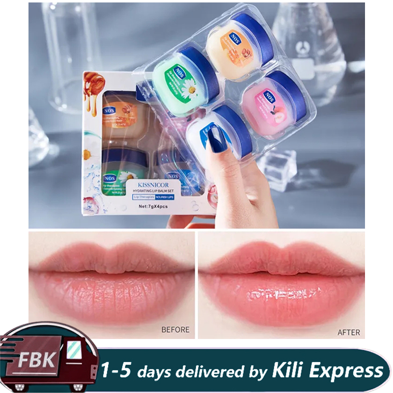 4pcs Lip Balm Moisturizing Lipstick Base Moisturizer Makeup Natural Plant Anti-Cracking Lip Care Petroleum Jelly Lip Balm