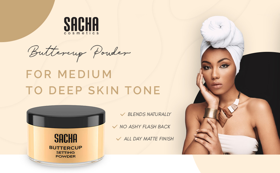 SACHA Buttercup Setting Powder Translucent Face Powder to Set Makeup Foundation or Concealer Finish Loose Oil Control Yellow