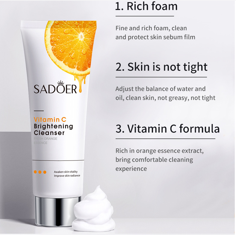 7PCS Vitamin C Facial Cleanser100g +Vitamin C  Serum 30ML +  Lotion120ML + Eye Cream 20g+Lip balm+Masks  Skin Care Set