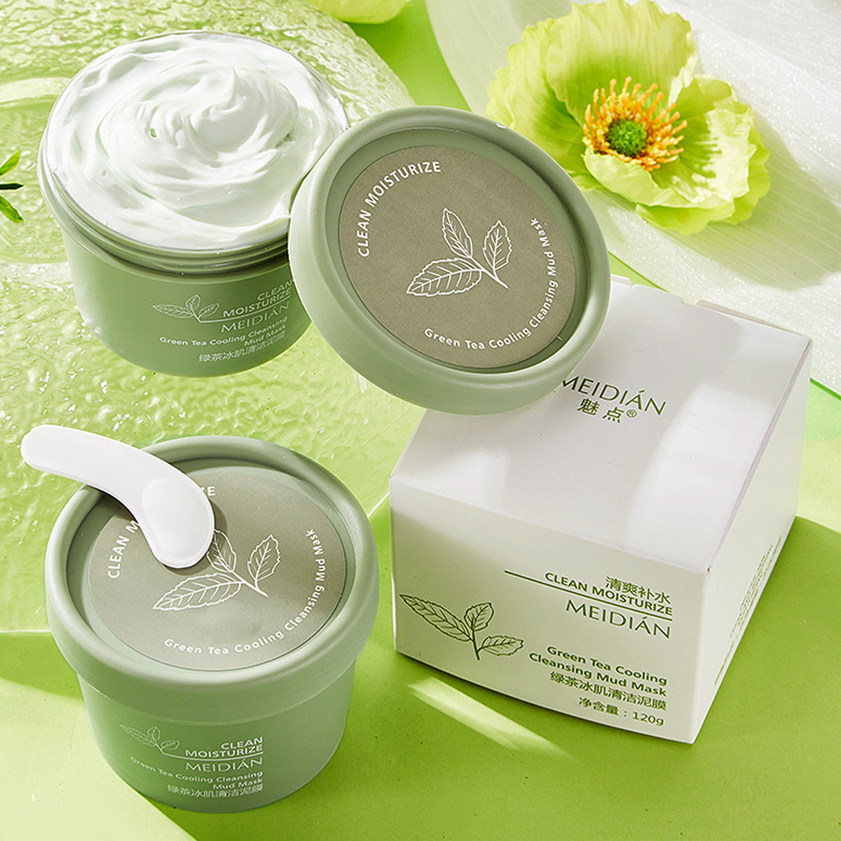 Green Tea Cleansing Mask Purifying Clay  Mask Oil Control Remove Blackhead Mud