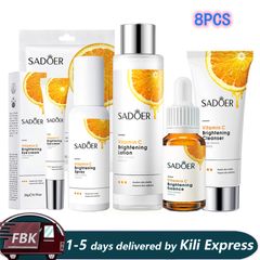 8Pcs Skin Care Set Vitamin C Facial Cleanser100g +Hydrating Spray100ML+Vitamin C  Serum 30ML +  Lotion120ML + 3Pcs Masks+Eye Cream 20g as pictures as pictures