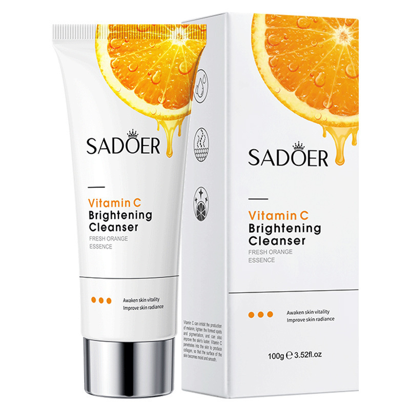 4 in 1 Vitamin C Serum,  Lip balm，Vitamin C Brightening Facial Cleanser and Vitamin C Face Brightening Cream Skin Care Kit Anti Wrinkles,Moisturizing, Anti Aging, Fade Dark Spots, Anti Acne Brightenin