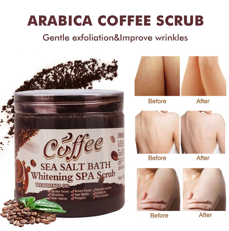 Coffee Sea Salt Bath Body ，Face&Feet Whitening Spa Scrub