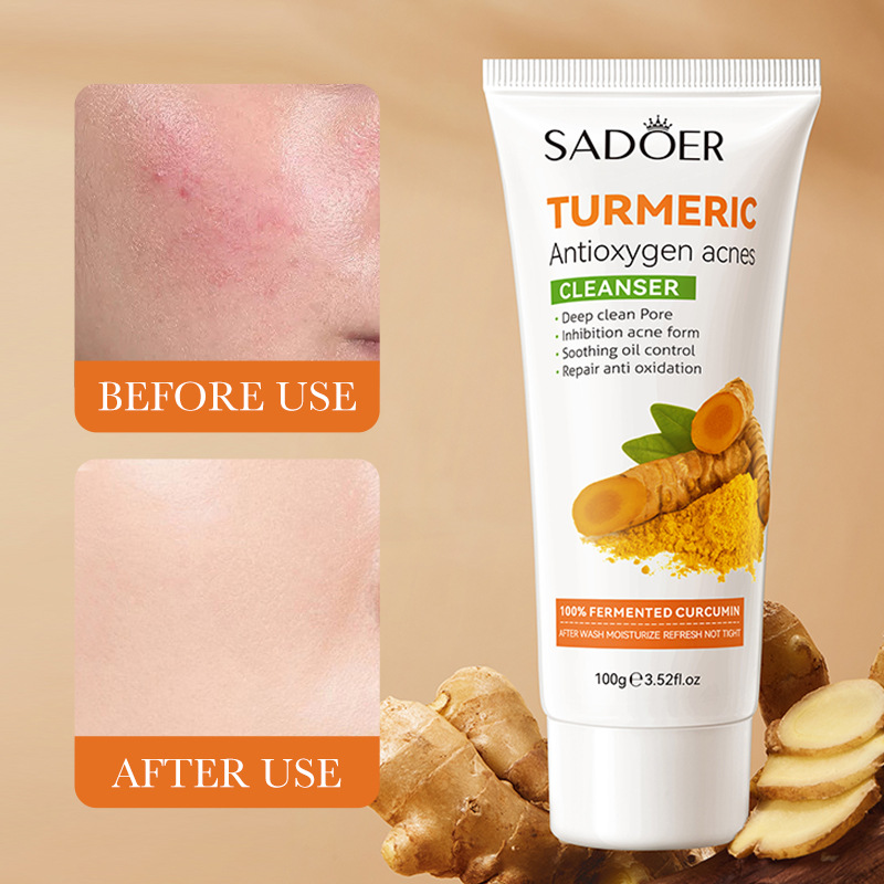 Tumeric Anti-oxidation  Facial cleanser 100g Skin Care Cleaner Shrink Pore Deep Cleaning Care Skin Rejuvenation moisturizing Face Wash Oil Control