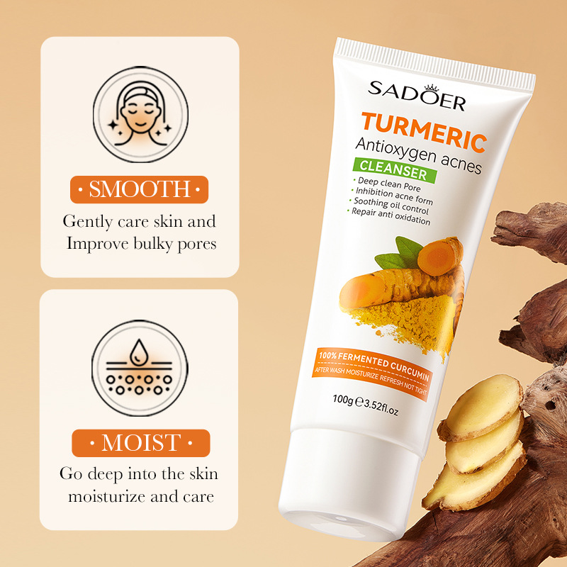 Tumeric Anti-oxidation  Facial cleanser 100g Skin Care Cleaner Shrink Pore Deep Cleaning Care Skin Rejuvenation moisturizing Face Wash Oil Control