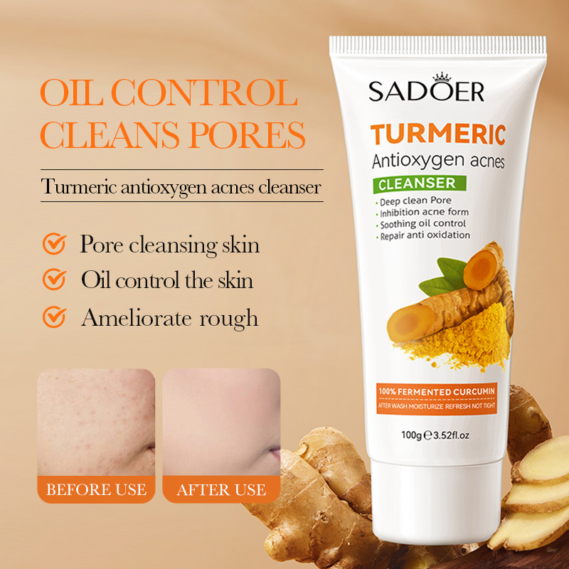 Tumeric Anti-oxidation  Facial cleanser 100g Skin Care Cleaner Shrink Pore Deep Cleaning Care Skin Rejuvenation moisturizing Face Wash Oil Control