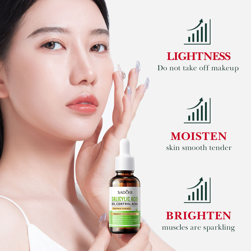 2 in 1 Vitamin C Face Brightening Serum Plus Free Salicylic Acid Acne Treatment Essence, Control Face Oil and removes Blackheads, Brightens Face, Fades Black Spots, Moisturize Face Salicylic Acid + Vi
