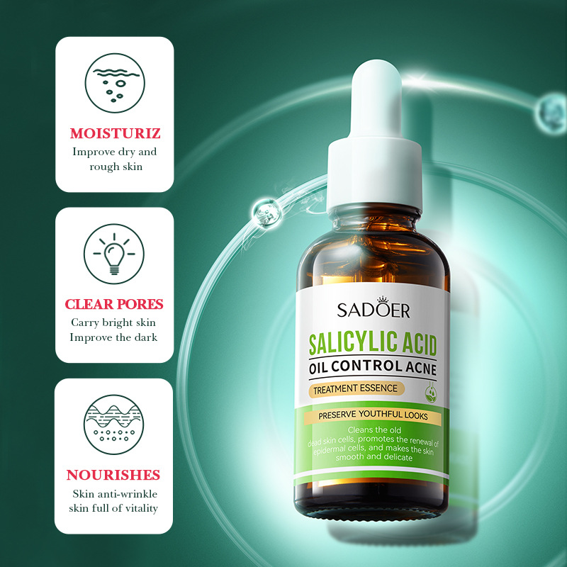 2 in 1 Vitamin C Face Brightening Serum Plus Free Salicylic Acid Acne Treatment Essence, Control Face Oil and removes Blackheads, Brightens Face, Fades Black Spots, Moisturize Face Salicylic Acid + Vi