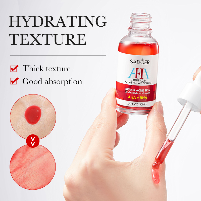 AHA + BHA Fruit Acid Acne Repair Serum, With Salicylic Acid , Shrinks Pores, Eliminates Acne, Nourish and Smoothens Skin, Repair Acne Marks, Can Combine with Vitamin C, Mois 30ml