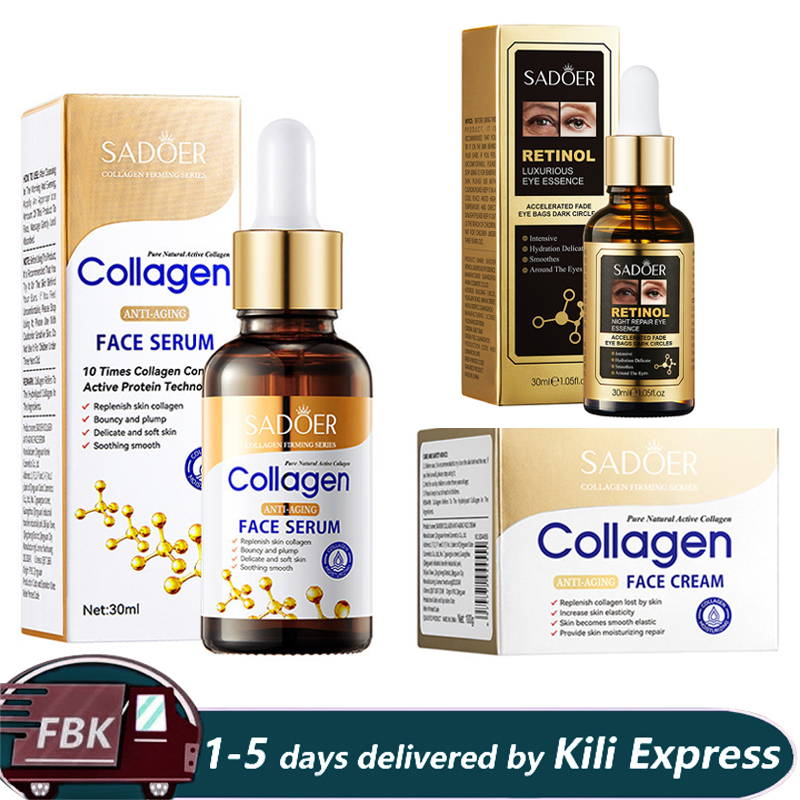 3 in 1, Collagen Serum + Retinol Serum Eye Essence + Collagen Cream , Anti Aging, Face Moisturizer, Anti Wrinkles anti Eye Puffiness, Fade Eye Dark Circles and Eye Bags