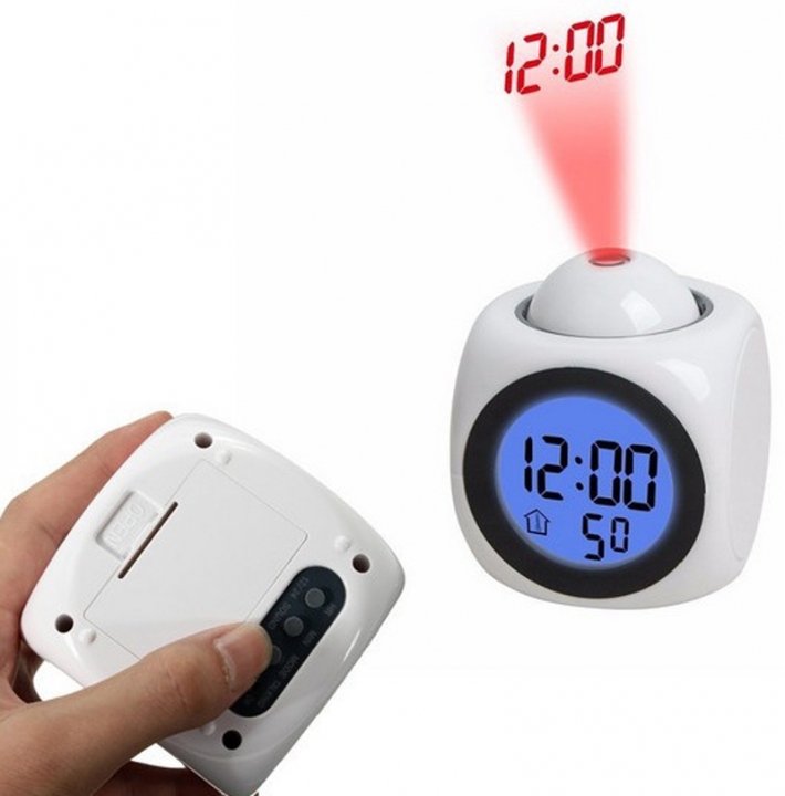 Multi-function LED projection alarm clock 2018 new fashion creative home projector alarm clock black