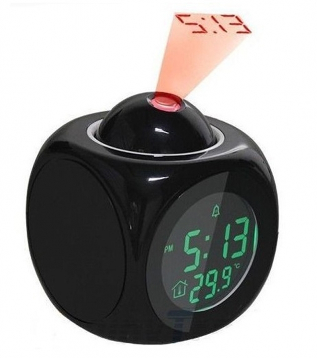 Multi-function LED projection alarm clock 2018 new fashion creative home projector alarm clock black