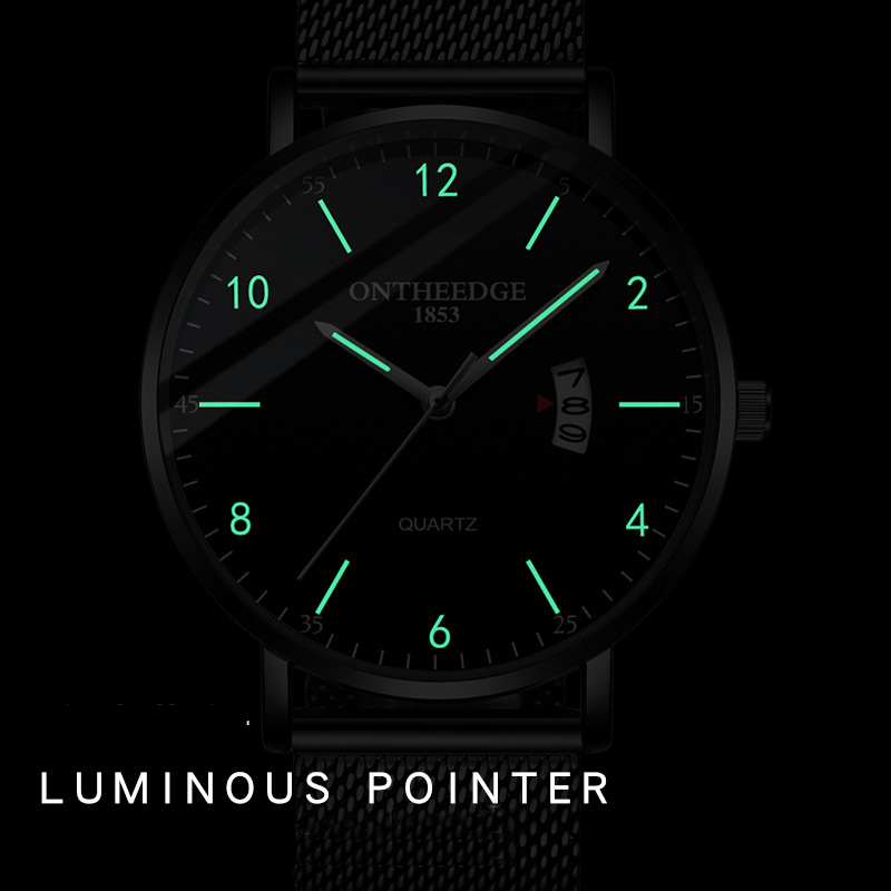 FitDisk Business Leisure Quartz men watches waterproof Nightlight Mesh belt men watch male watch