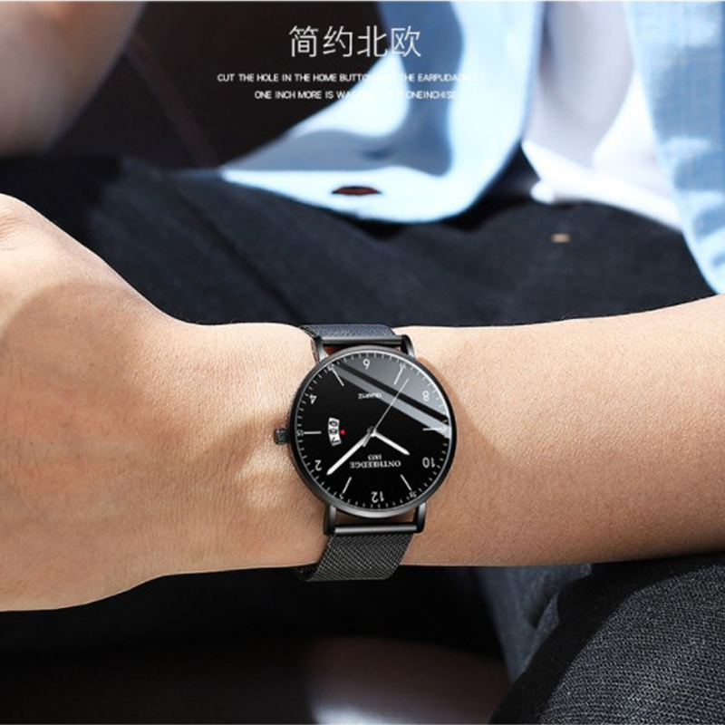 FitDisk Business Leisure Quartz men watches waterproof Nightlight Mesh belt men watch male watch