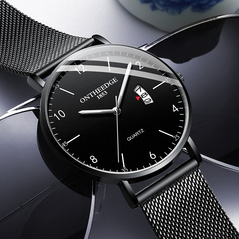 FitDisk Business Leisure Quartz men watches waterproof Nightlight Mesh belt men watch male watch