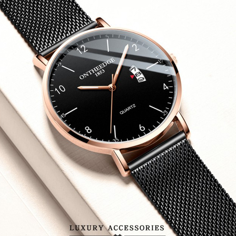 FitDisk Business Leisure Quartz men watches waterproof Nightlight Mesh belt men watch male watch