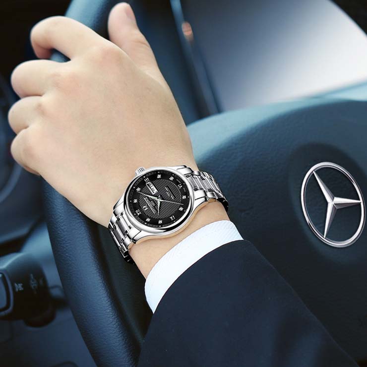 Genuine ultra thin waterproof fine steel watch band quartz men watches male watch men watch