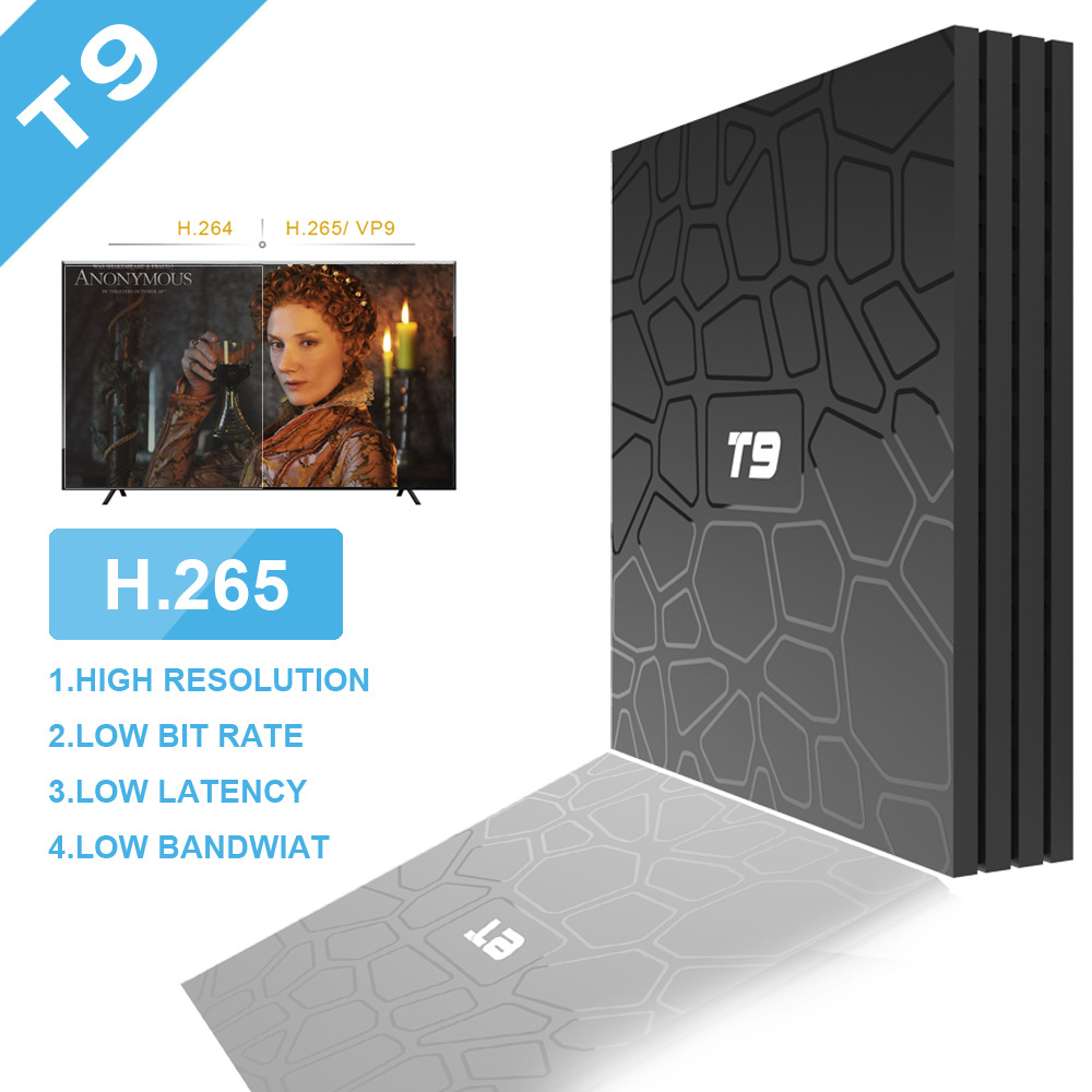 T9 Android 9.0 TV BOX 4G+64G RK3328 TVBox USB 3.0 2.4G+5G WiFi BT 4K HD Media Player TV Receiver