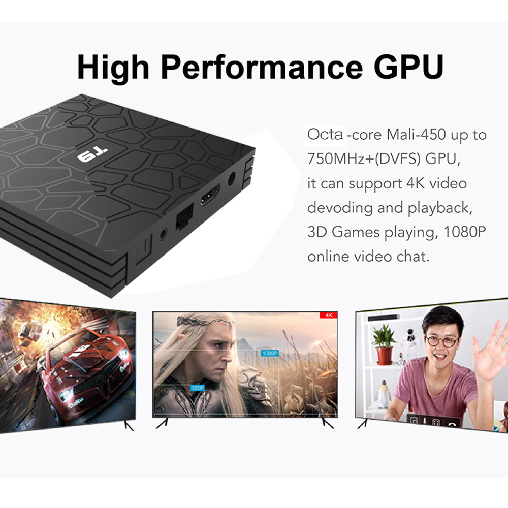 T9 Android 9.0 TV BOX 4G+64G RK3328 TVBox USB 3.0 2.4G+5G WiFi BT 4K HD Media Player TV Receiver