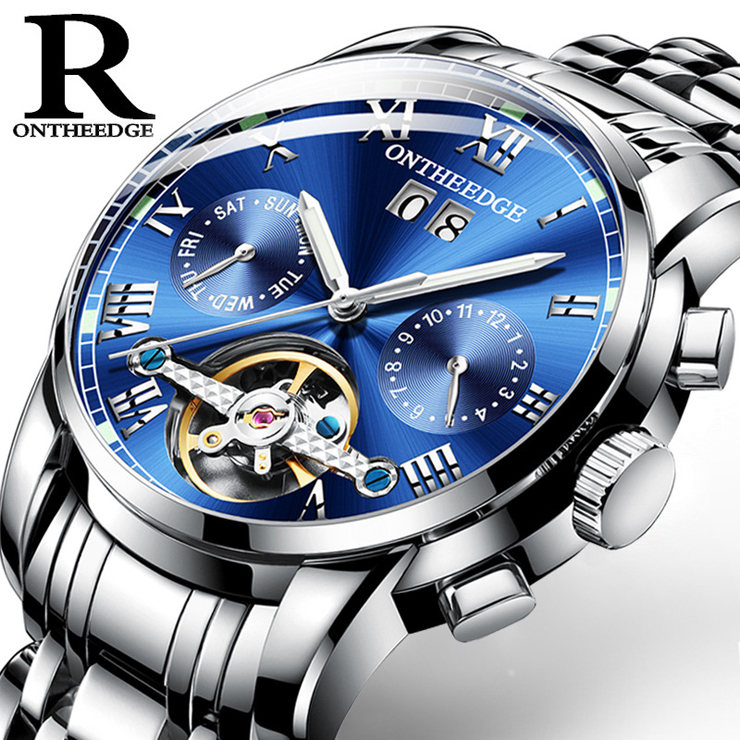 Multifunctional Swiss solid stainless steel Tourbillon automatic mechanical men watch fale watch Men watches Quartz Watches  Fashion Accessories